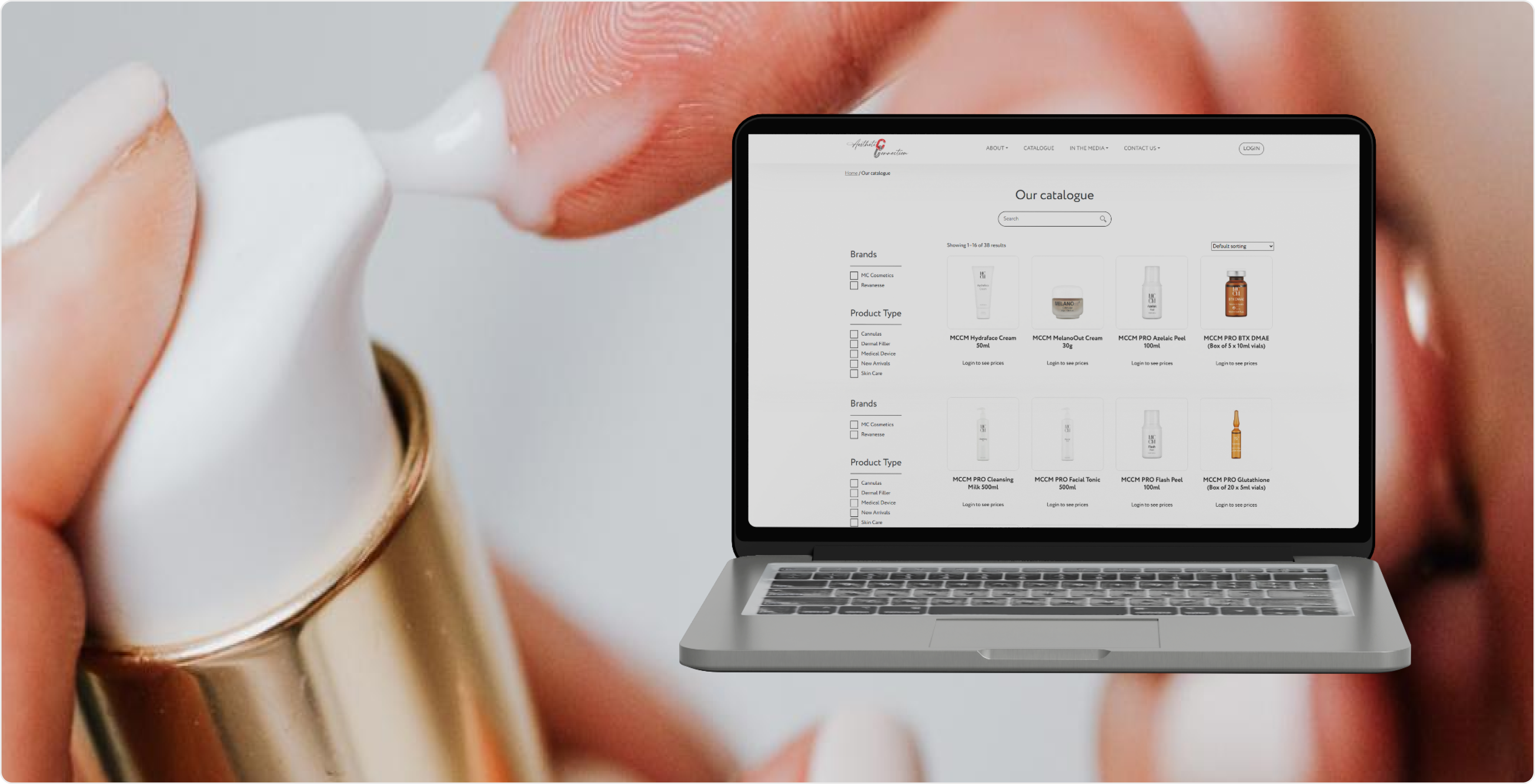 Order catalogue page from a custom eCommerce website showcasing product listings and interface design.