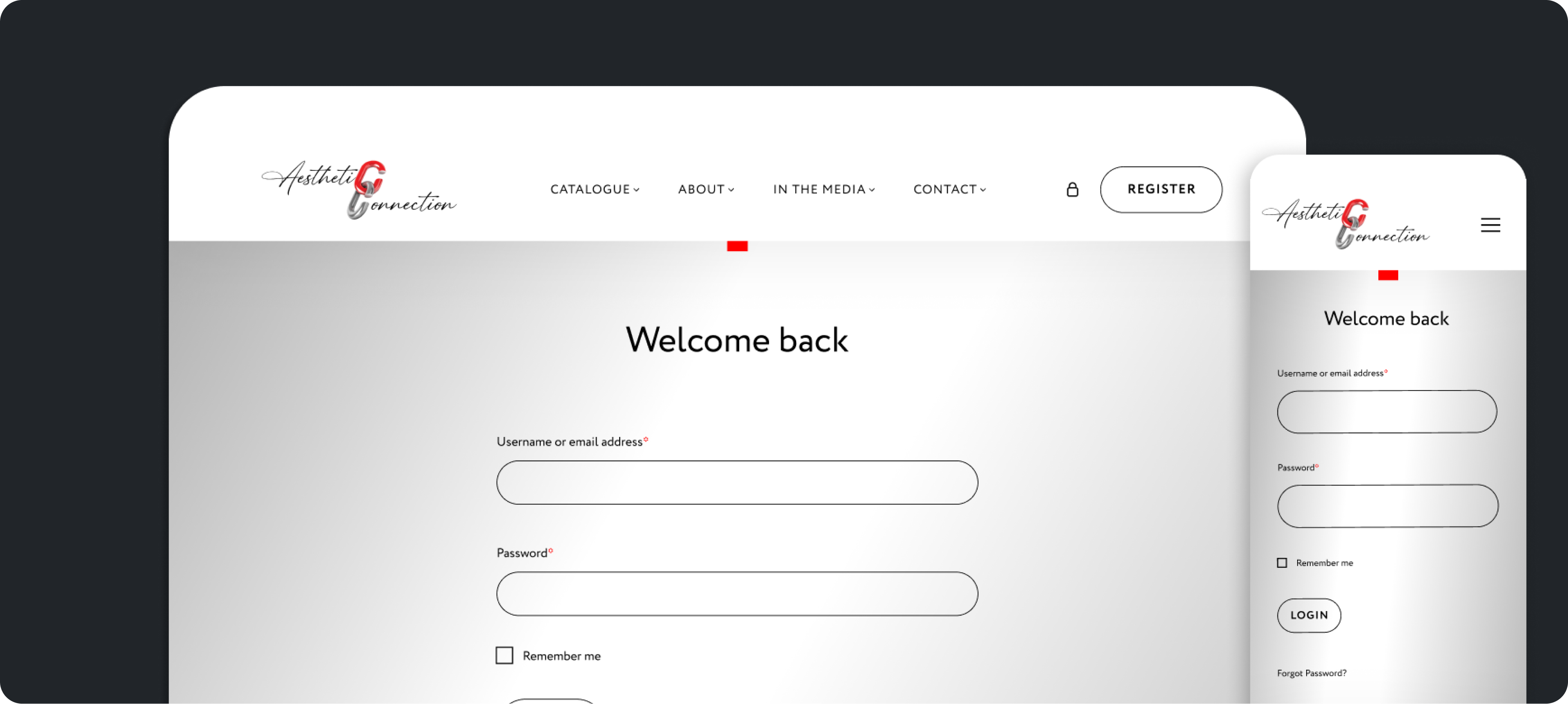 Welcome back and registration page of a custom eCommerce site featuring a dynamic, multi-level member system.