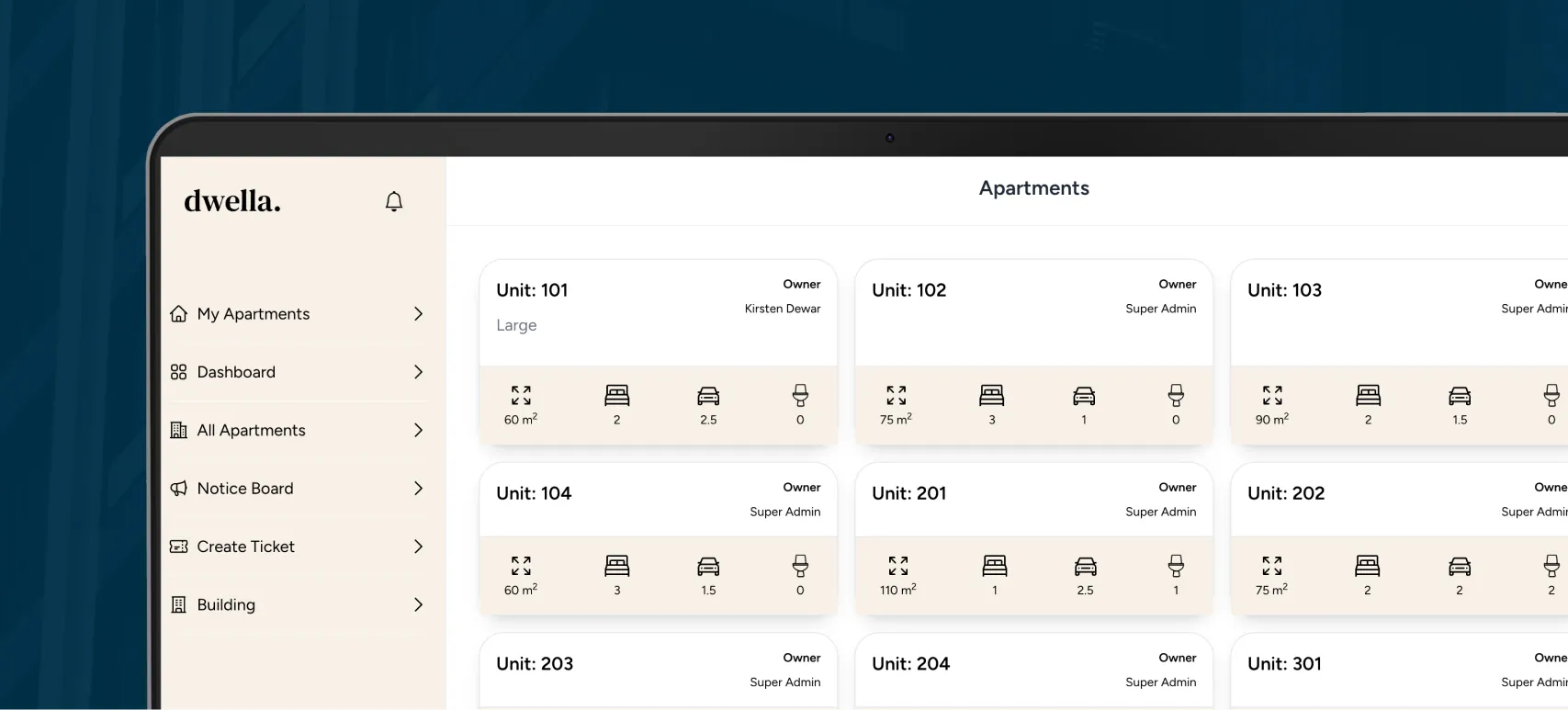 Dwella app dashboard preview