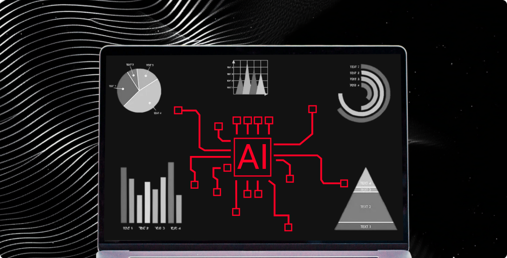 A visual representation of data and various AI dat models.